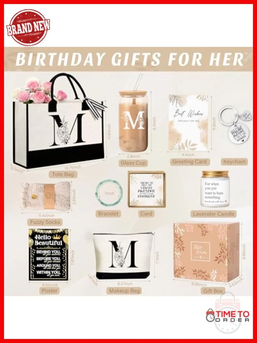 Monogrammed Tote Set with Cosmetic Bag & Glass Cup, Canvas Tote Bag,